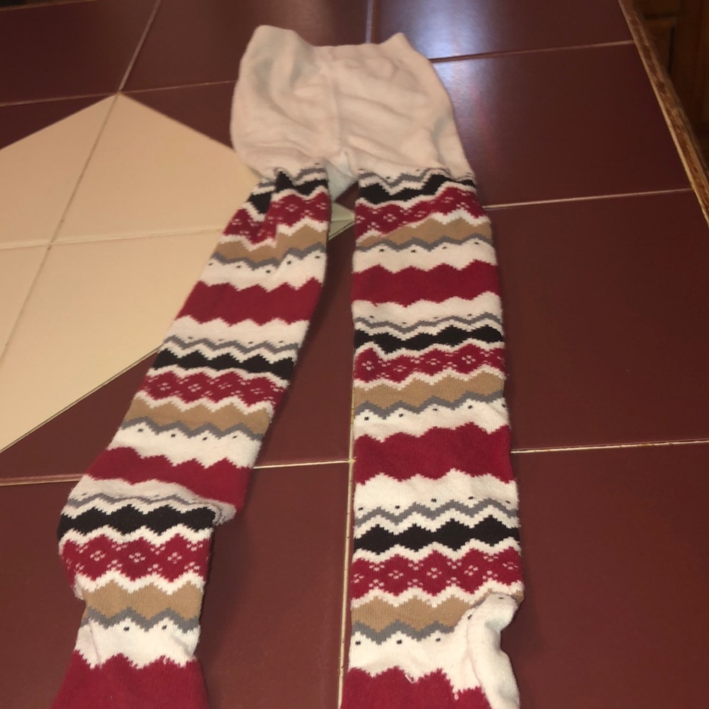 4/$35 Multi-colored cotton tights. Size 5-7.